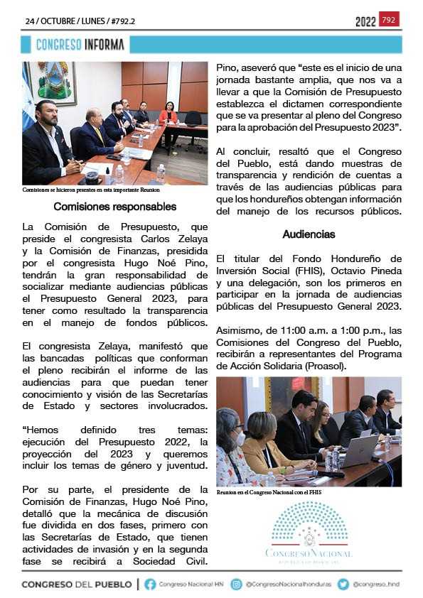 Inauguradas jornadas de audiencias públicas del Presupuesto General 2023